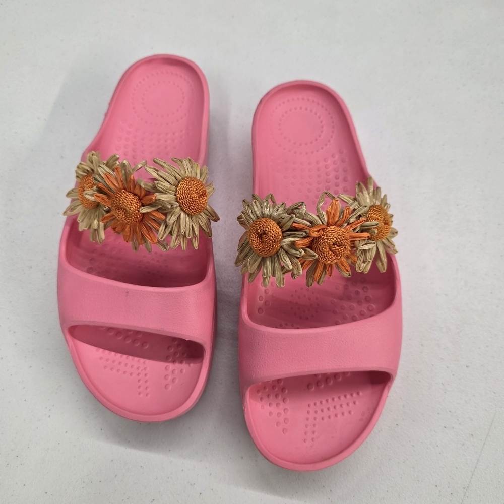 O bag Pink waterproof organic dryed grass Floral Women's  slides/ Slippers